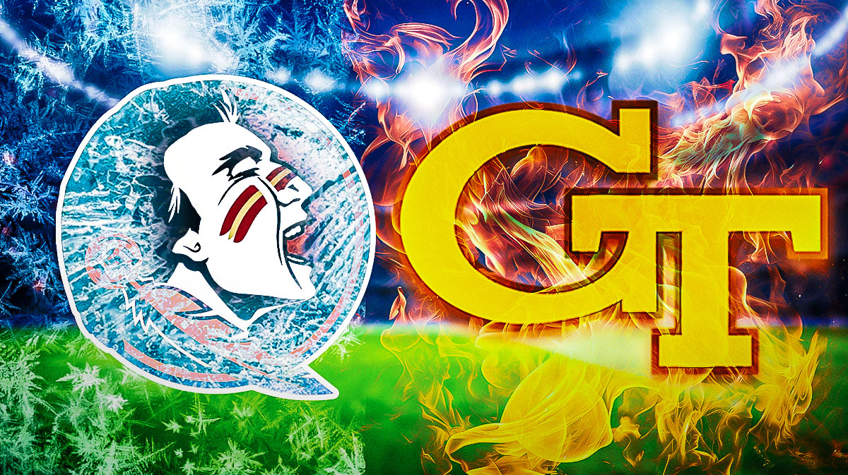 Florida State football logo next to Georgia Tech logo, ACC logo in background