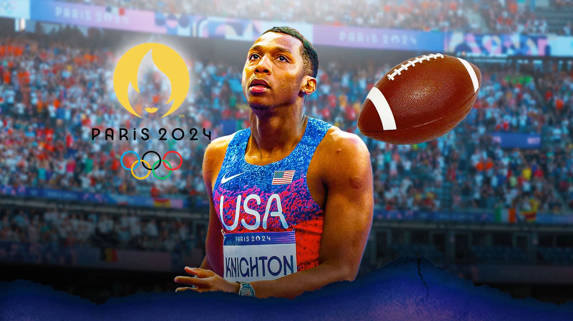 Paris Olympics, Erriyon Knighton with a football next to him