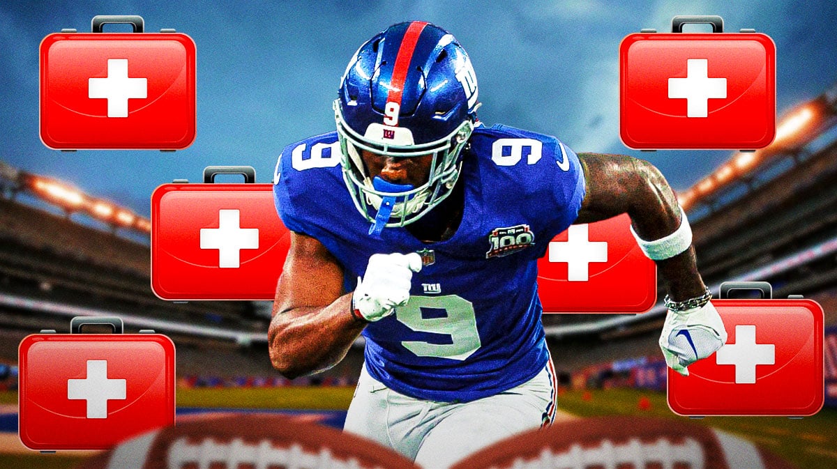 Giants' Malik Nabers with first aid kits