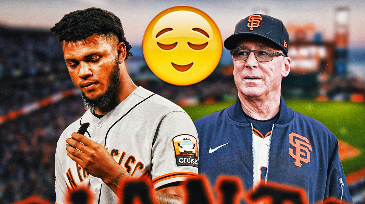 Giants' Camilo Doval and Bob Melvin with an emoji