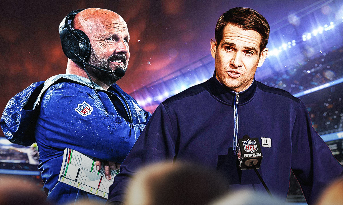 Brian Daboll looks at Giants GM Joe Schoen
