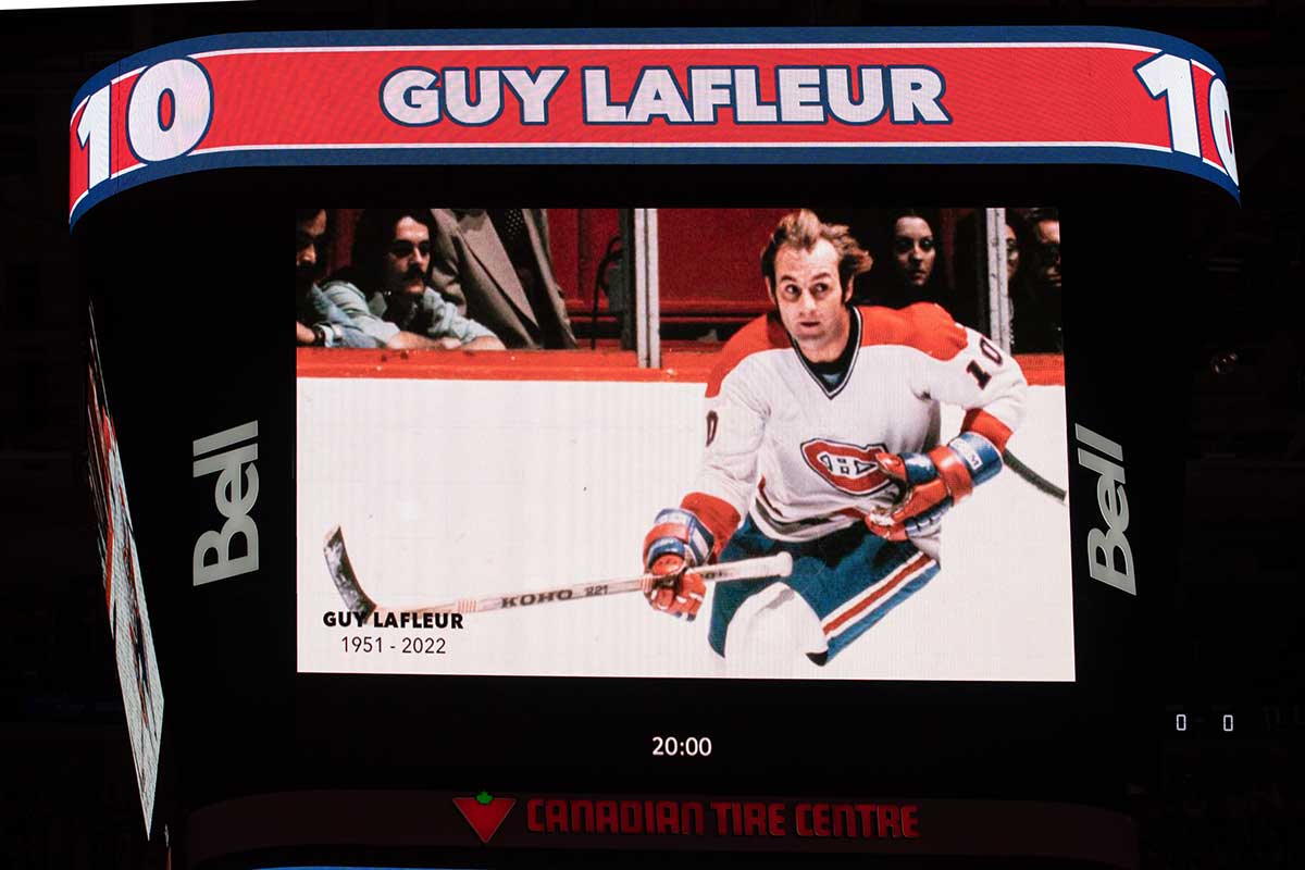 A tribute to Guy Lafleur was held prior to the start of game between the Montreal Canadiens and the Ottawa Senators at the Canadian Tire Centre.