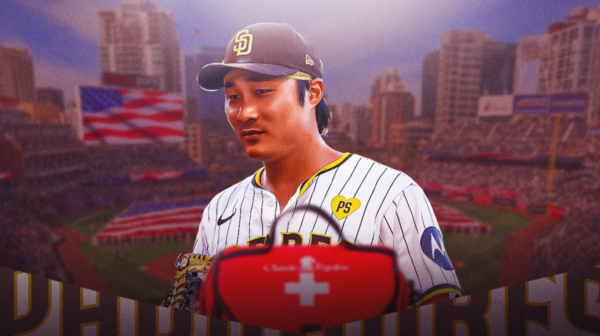 Padres shortstop Ha-Seong Kim in Petco Park, with medical kit in front of him