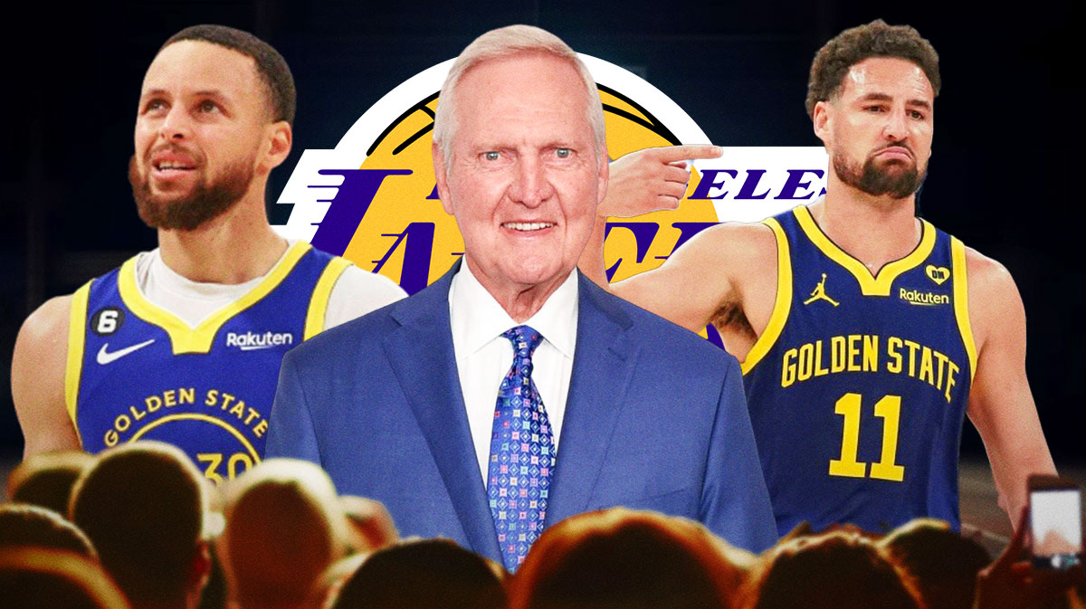 Jerry West, Stephen Curry, Klay Thompson, Golden State Warriors Los Angeles Lakers