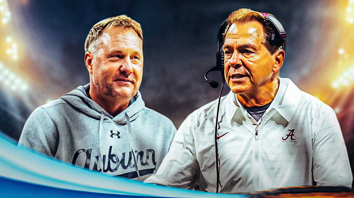 Auburn football coach Hugh Freeze and former Alabama football coach Nick Saban