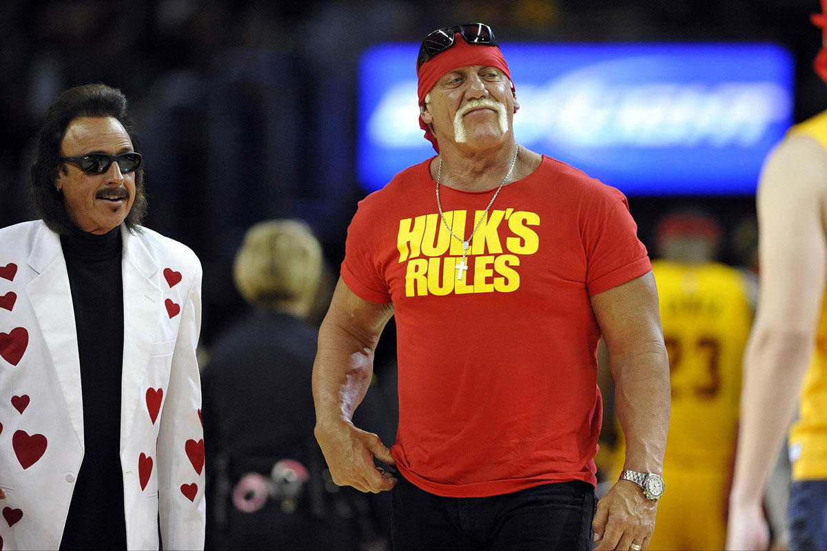 Hulk Hogan at Cleveland Cavaliers game against the San Antonio Spurs on November 19, 2014.