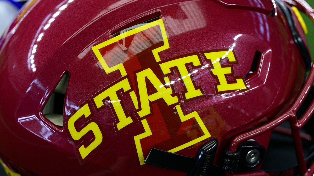 A view of the Iowa State Cyclones helmet logo during the Big 12 Media Day at AT&T Stadium.