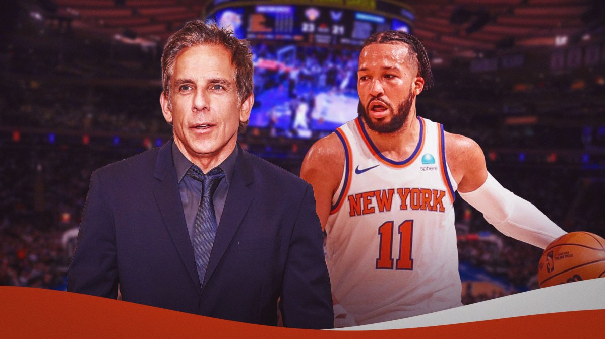 Jalen Brunson beside Ben Stiller.