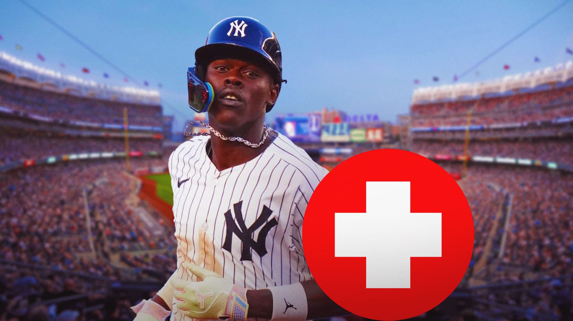 Jazz Chisholm Jr., Yankees, Jazz Chisholm Jr. injury, Jazz Chisholm Jr. Yankees, Yankees White Sox, Jazz Chisholm Jr. (Yankees) with medical cross symbol