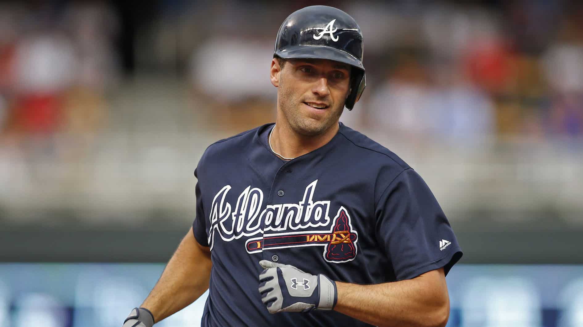 Atlanta Braves designated hitter Jeff Francoeur (18) runs the bases after hitting a two run home run against the Minnesota Twins in the first inning at Target Field.