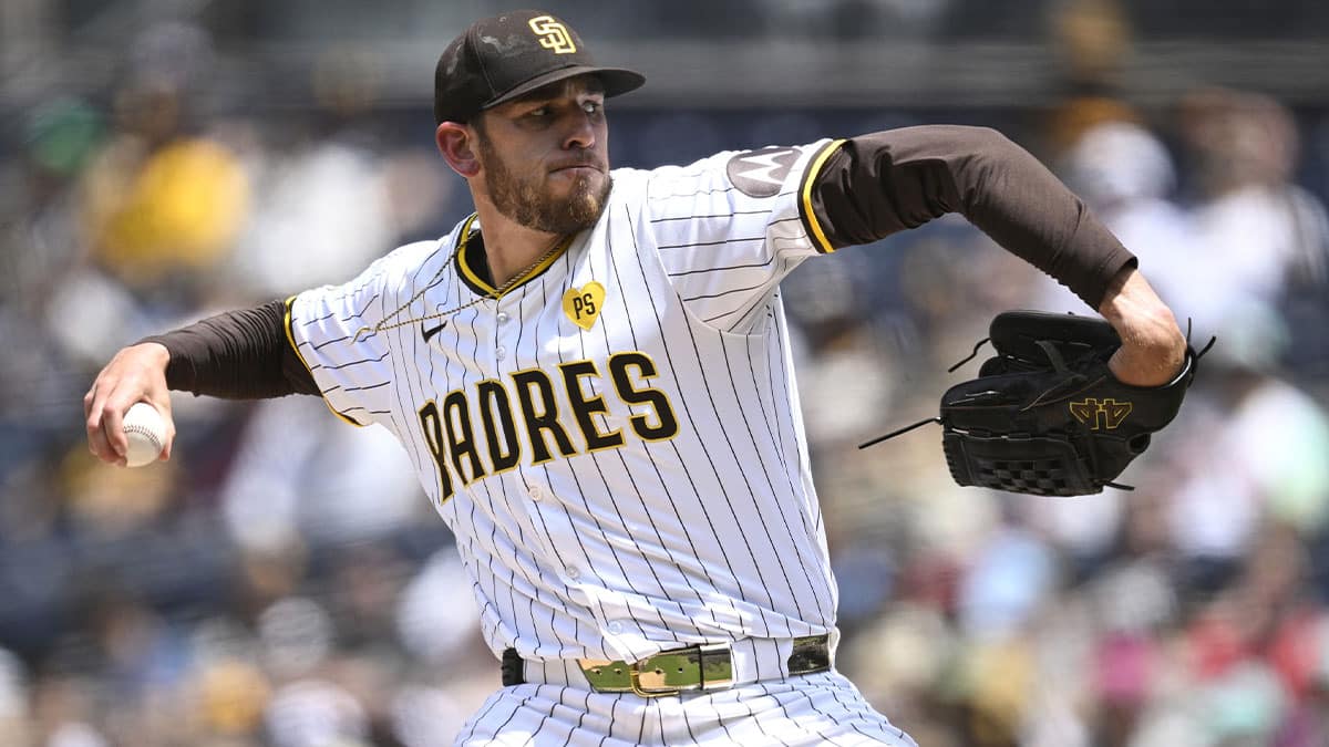 San Diego Padres starting pitcher Joe Musgrove (44) throws a pitch against the Cincinnati Reds during the first inning at Petco Park. 