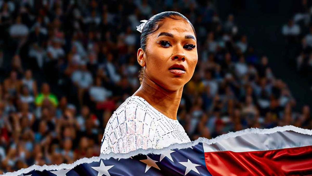 Team USA woman's gymnast Jordan Chiles, with a sad/neutral expression