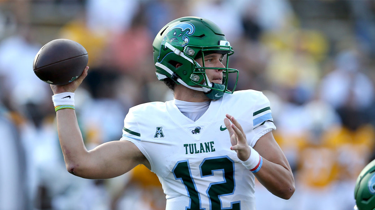Tulane Green Wave quarterback Kai Horton (12) looks to throw against the Southern Miss Golden Eagles in the second half at M.M. Roberts Stadium.