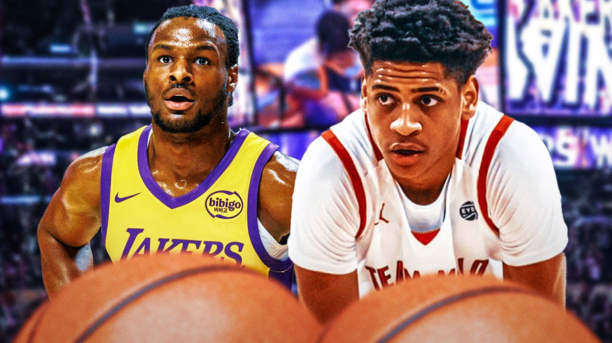 Kiyan Anthony, and Bronny James in a Lakers jersey.