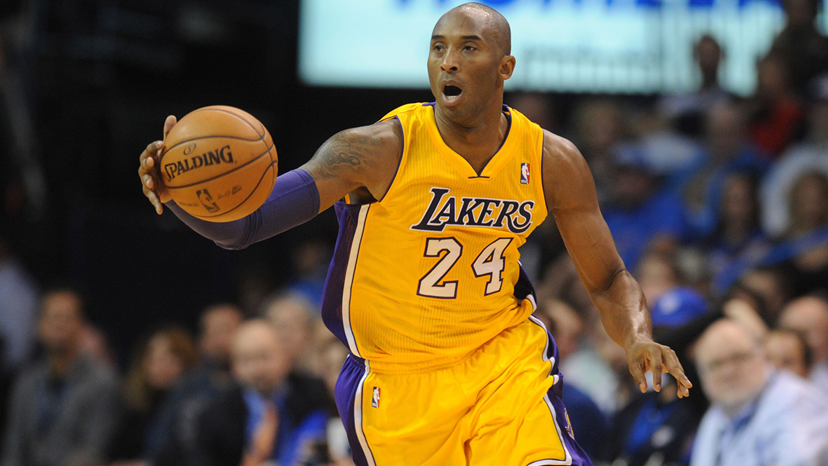 Kobe Bryant (24), shooting guard of the Los Angeles Lakers, dribbles in the second quarter at the Chesapeake Energy Arena against the Oklahoma City Thunder.