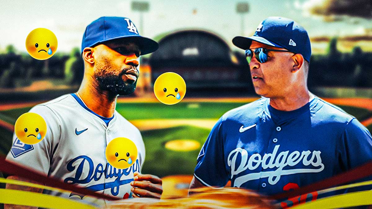 Jason Heyward with sad emojis next to him. Dave Roberts.