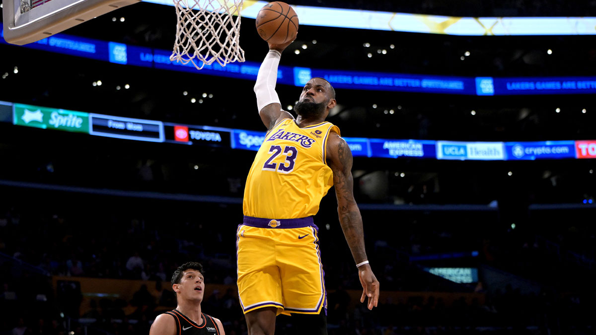 LeBron James (23) goes up for a dunk 