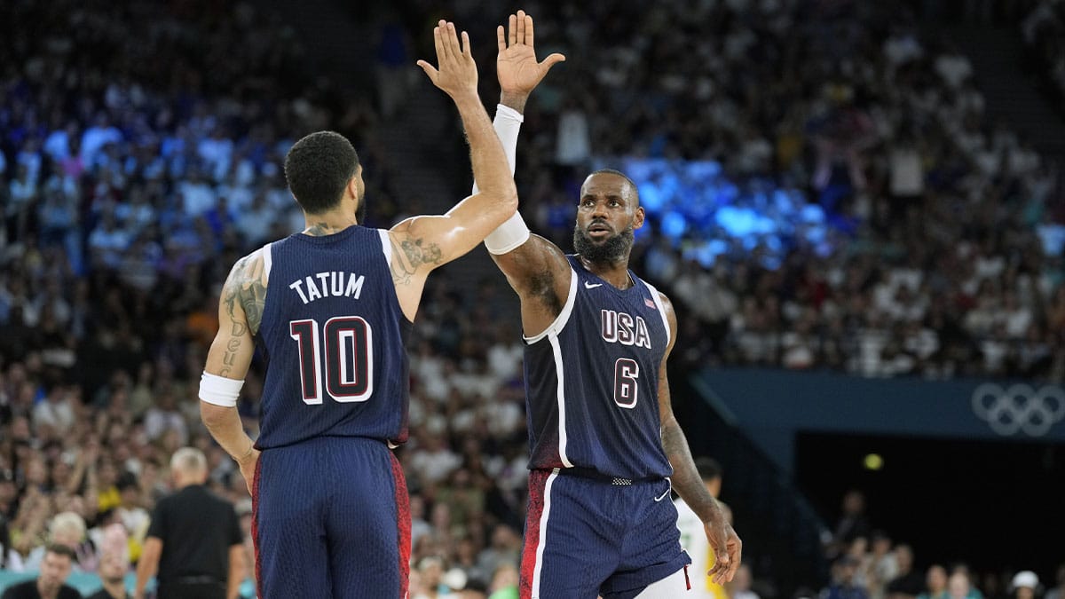 LeBron James (6) and small forward Jayson Tatum (10)