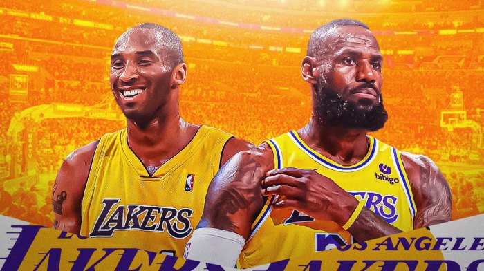 Lakers champions Kobe Bryant and LeBron James