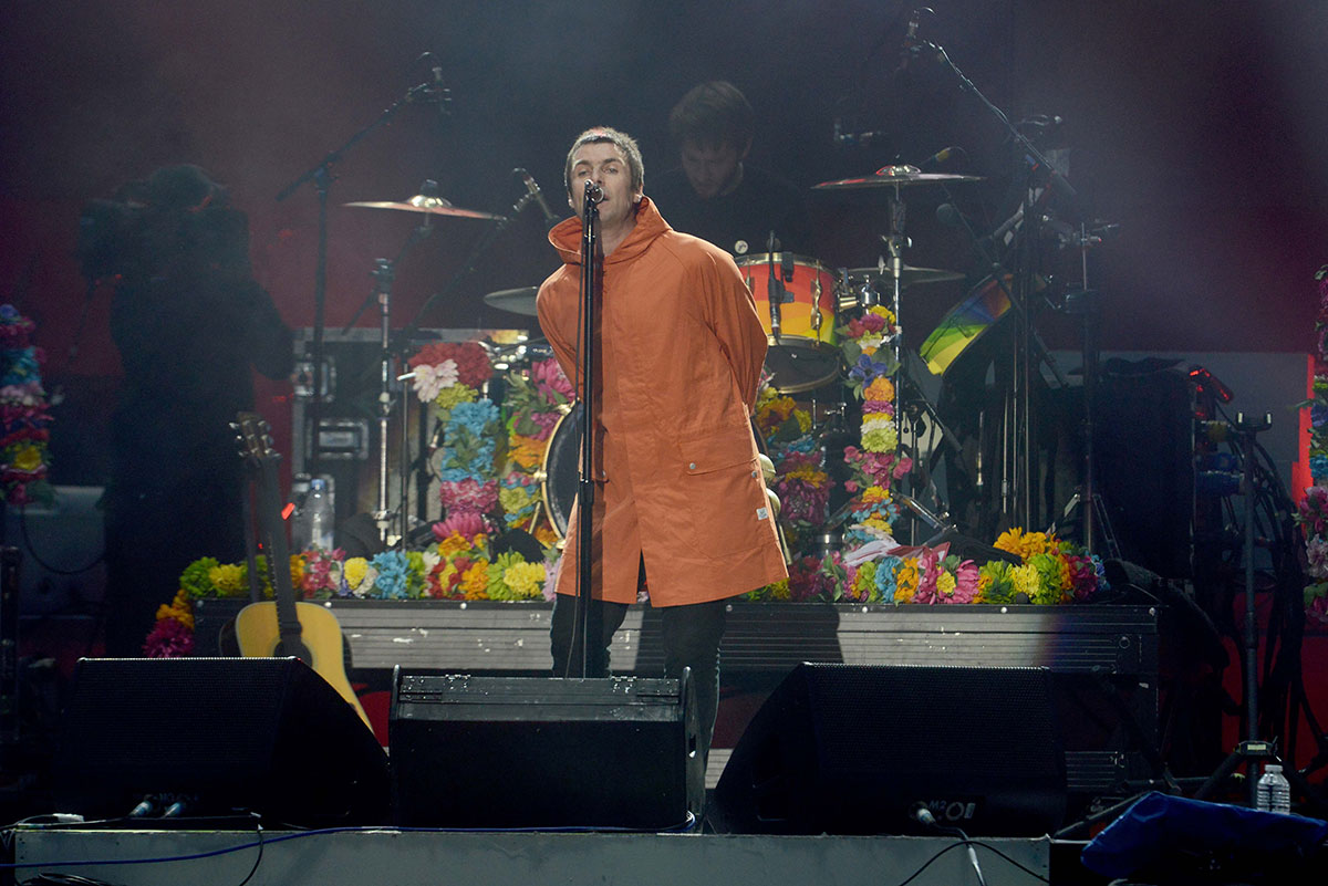 Liam Gallagher performs at a love manchester in 2017 years.