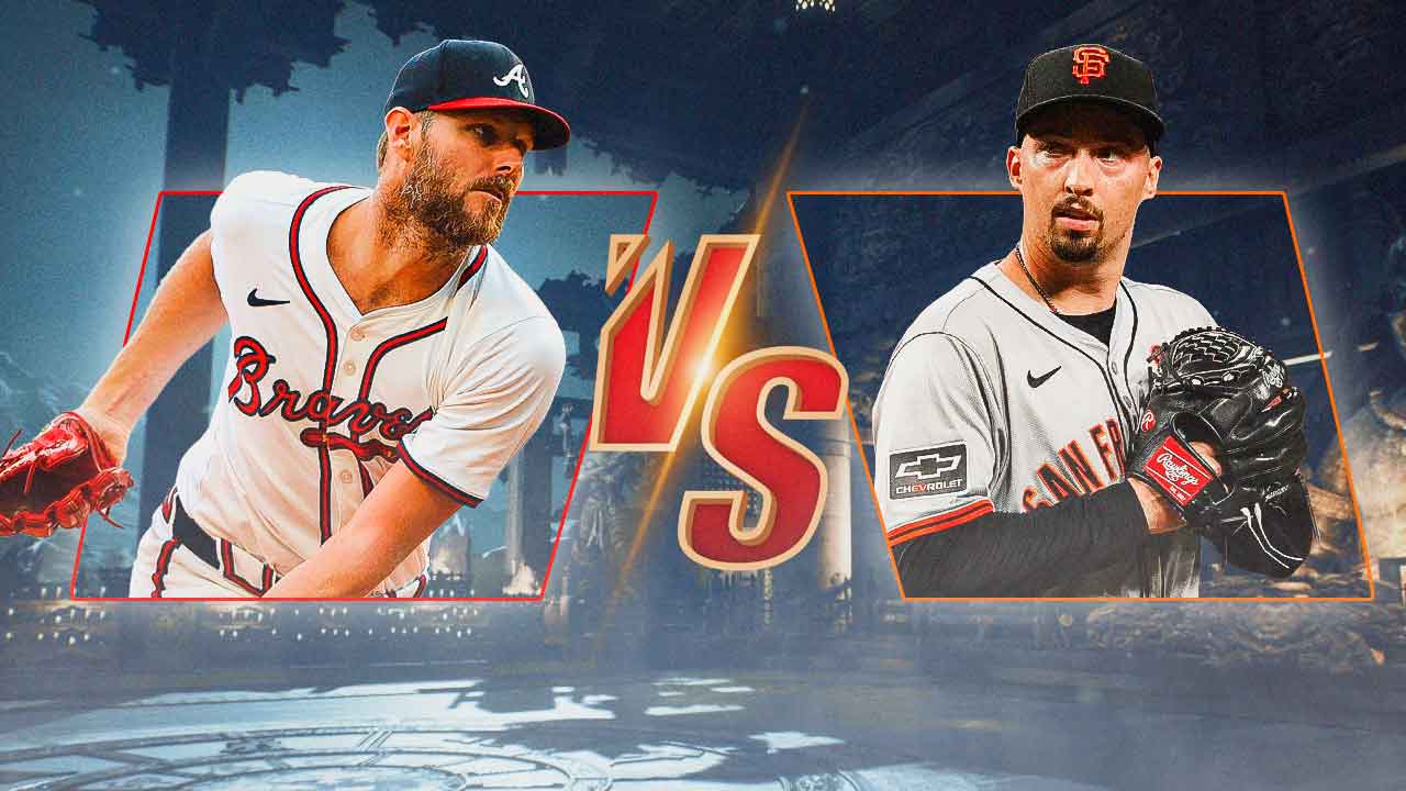 Braves' Chris Sale and Giants' Blake Snell in a Tekken 7 VS screen