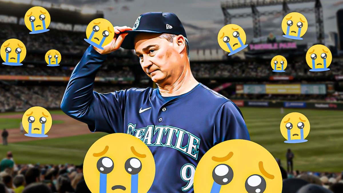 Mariners Scott Servais. Crying face emoji all over image.