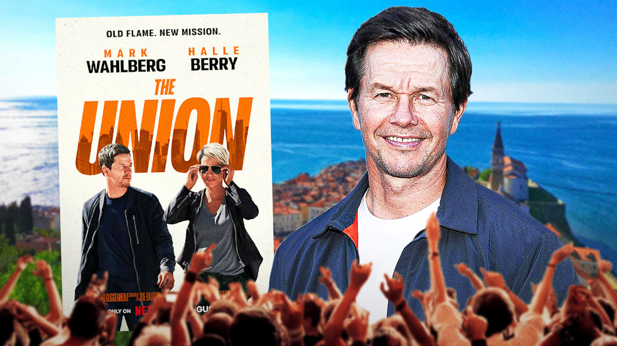 The Union (new Netflix movie with Halle Berry) poster and Mark Wahlberg with Piran background.