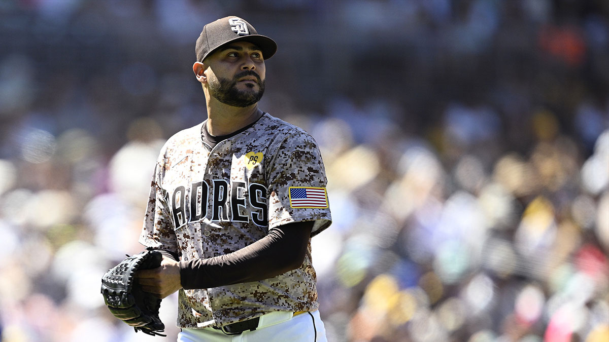 San Diego Padres starting pitcher Martin Perez (54) walks to the dugout after a pitching change in the fourth inning against the New York Mets at Petco Park.