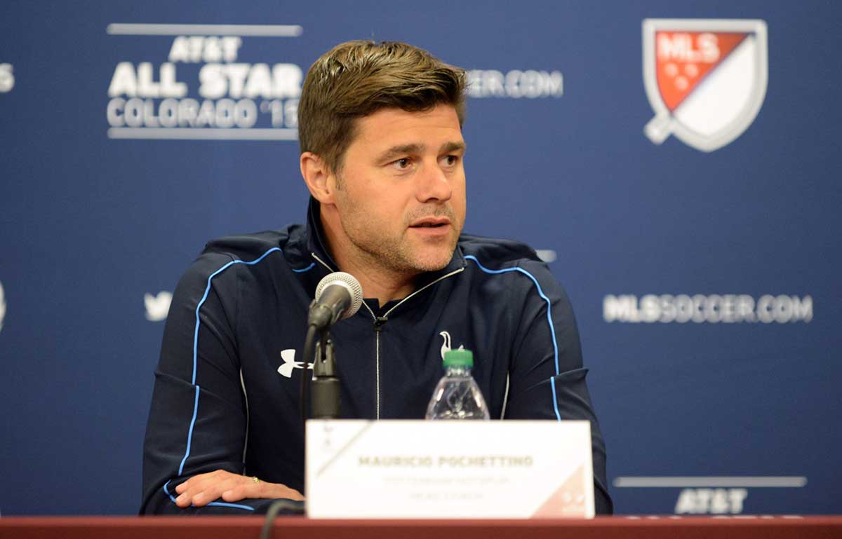 Tottenham Hotspur head coach Mauricio Pochettino speaks to media after the 2015 MLS All Star Game at Dick's Sporting Goods Park. MLS All Stars defeated Tottenham Hotspur 2-1. 