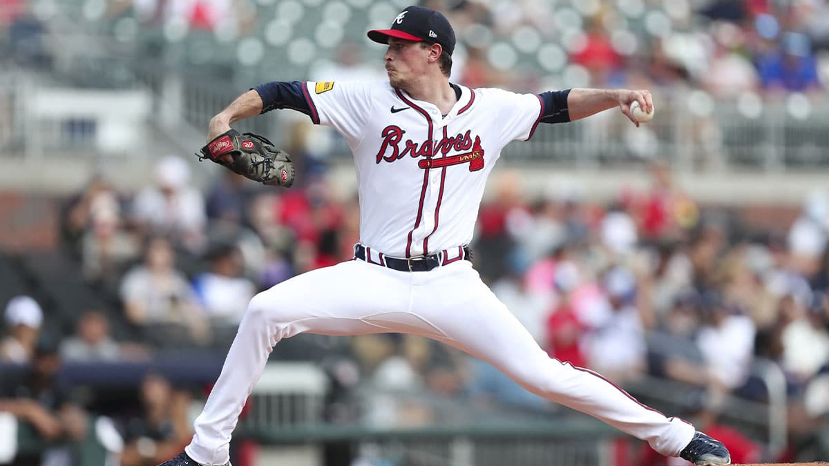 Atlanta Braves starting pitcher Max Fried (54) pitches in a game against the Miami Marlins in the fourth inning at Truist Park.