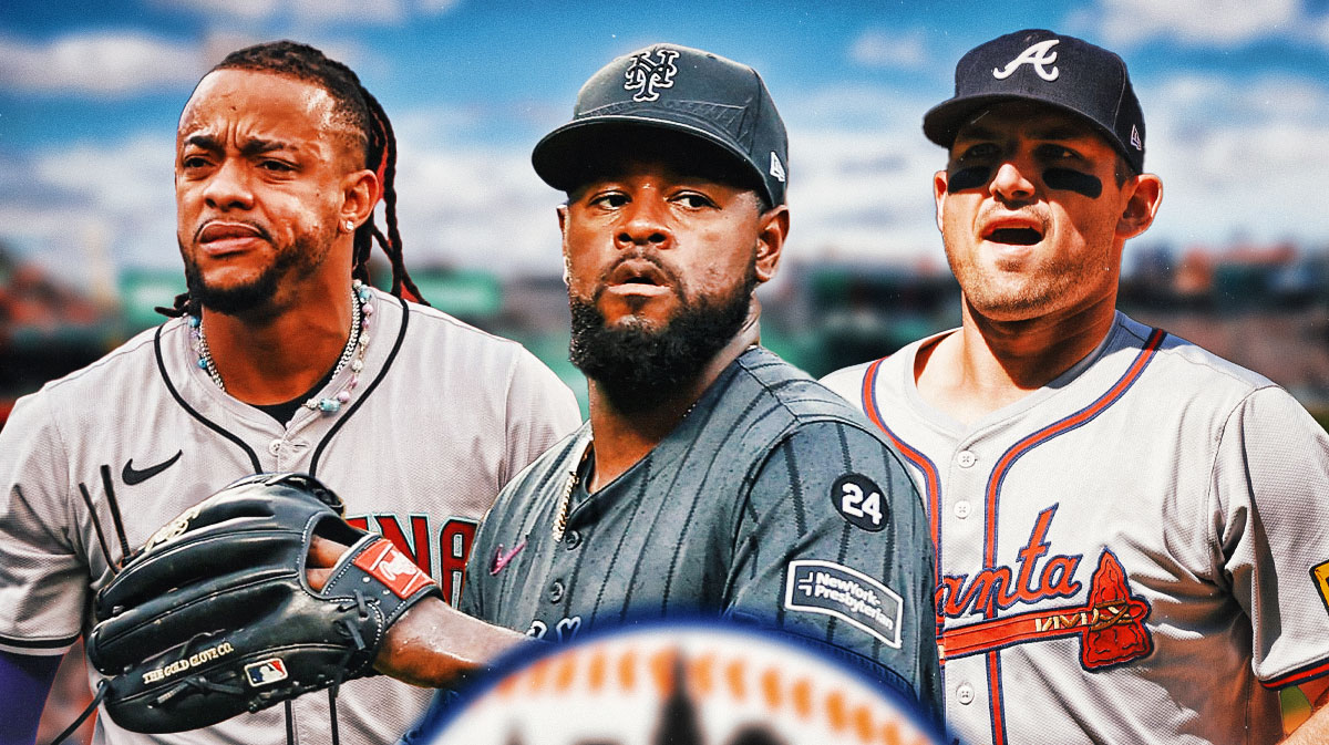 Mets' Luis Severino in front of Diamondbacks' Ketel Marte and Braves' Austin Riley