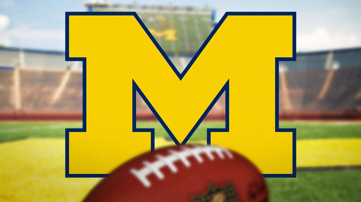 Michigan football, Wolverines, AP Poll, Ohio State, Oregon, Michigan logo with Michigan football stadium in the background