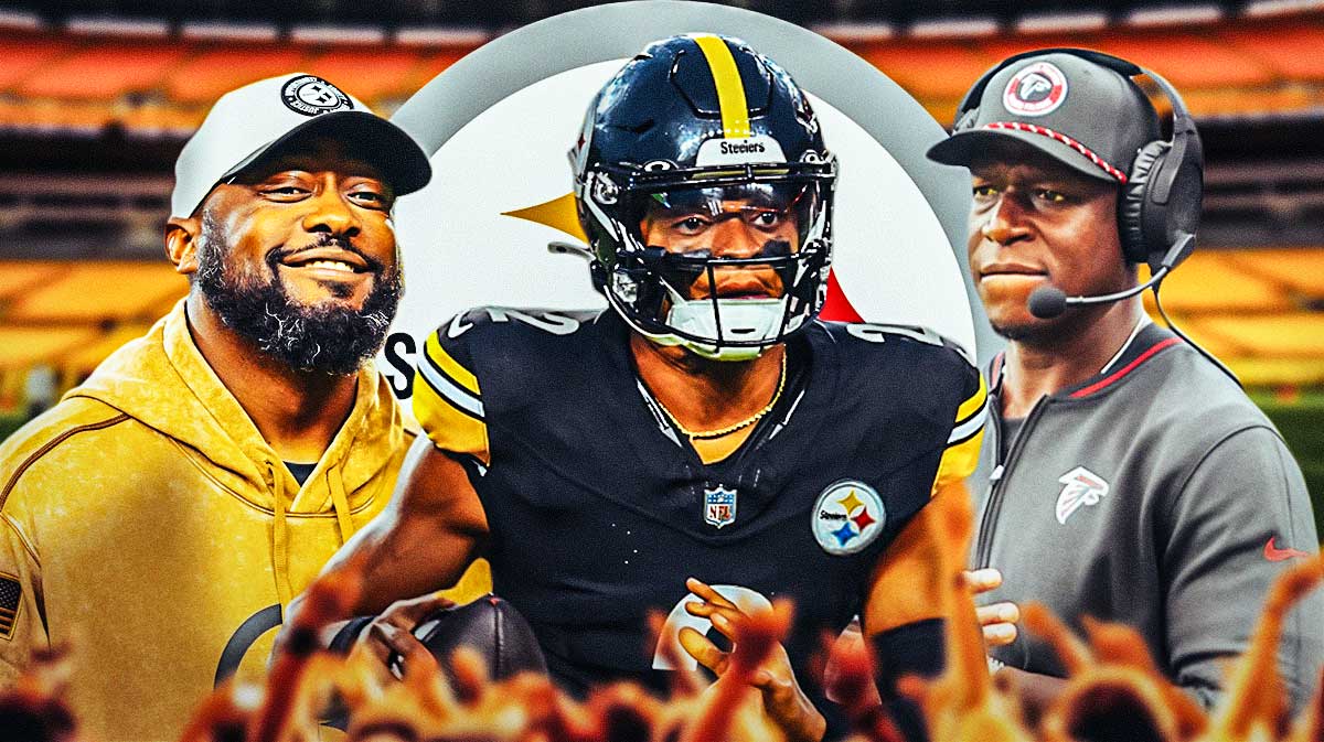Steelers Mike Tomlin looking at Justin Fields and Raheem Morris