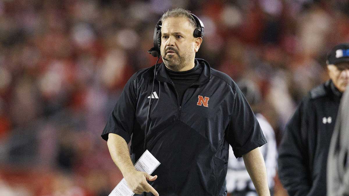 Nebraska Cornhuskers head coach Matt Rhule walks the sidelines during the fourth quarter against the Wisconsin Badgers at Camp Randall Stadium.