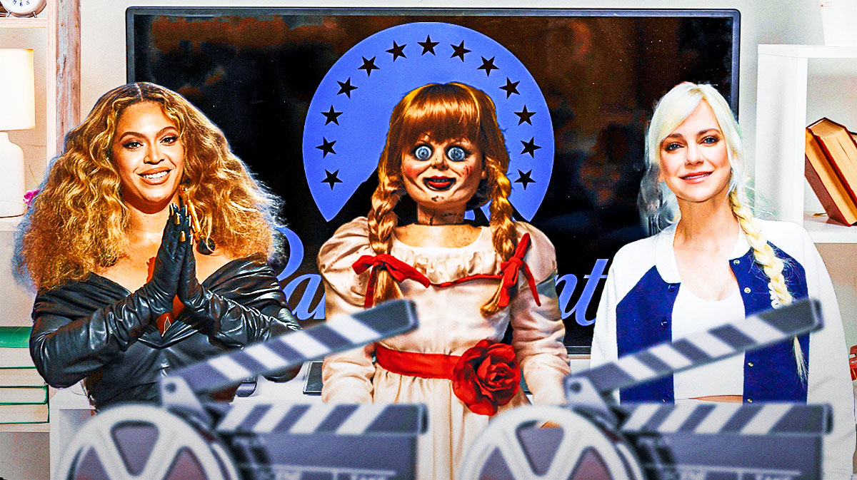 Paramount+ logo with Beyoncé and Anna Farris.