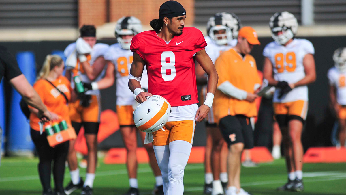 Tennessee's Nico Iamaleava (8) during Tennessee football's fall practice