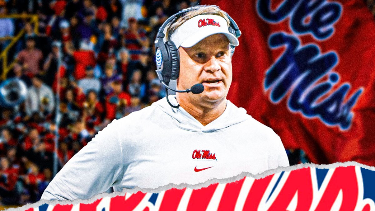 Ole Miss football, Rebels, Lane Kiffin, Ole Miss football predictions, 2024 Ole Miss football, Lane Kiffin with Ole Miss football stadium in the background