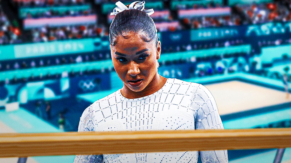 Team USA gymnast Jordan Chiles, with a neutral expression (no happy faces)