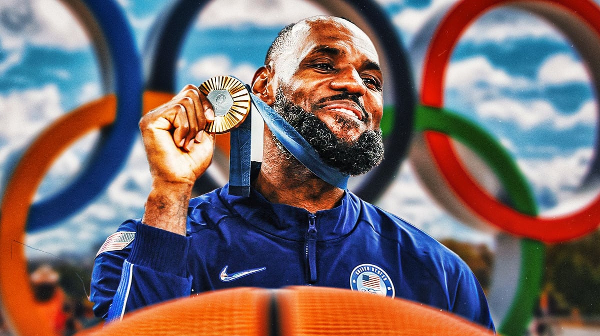 Team USA star LeBron James with his recently won gold medal.