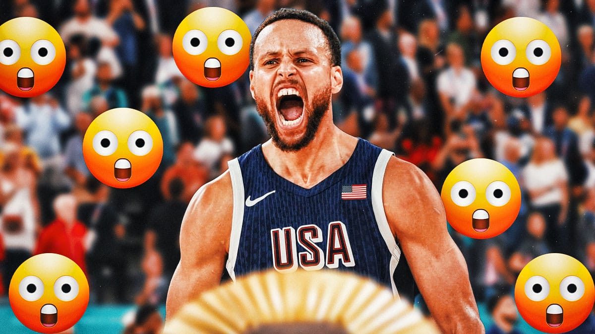 Stephen Curry with a bunch of shocked emojis in the background