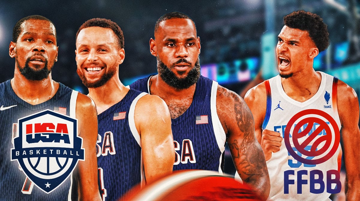 Victor Wembanyama image, Steph Curry image, LeBron James image, Kevin Durant image, France logo, USA logo