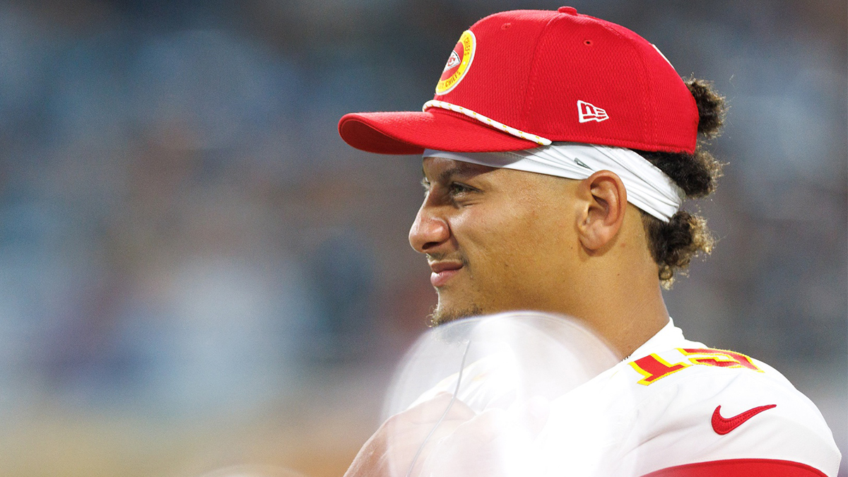 Kansas City Chiefs quarterback Patrick Mahomes (15) looks on during the third quarter against the Jacksonville Jaguars at EverBank Stadium.