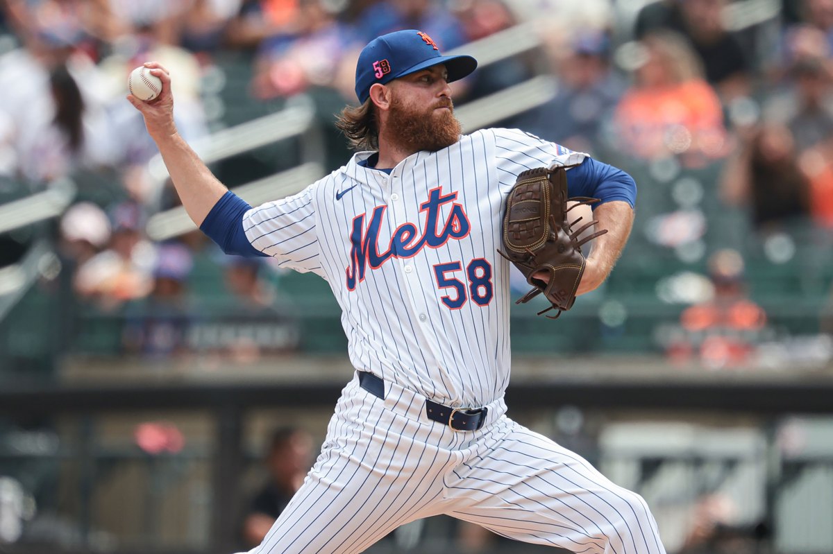 New York Mets starting pitcher Paul Blackburn (58) delivers a pitch during the first inning against the Miami Marlins at Citi Field.