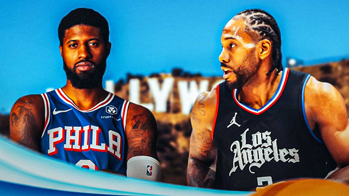 76ers' Paul George with Kawhi Leonard