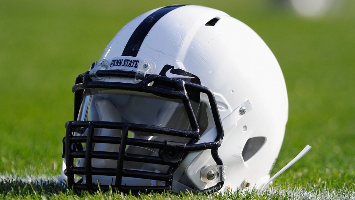 General view of a Penn State Nittany Lions helmet prior to the game against the Purdue Boilermakers at Beaver Stadium.
