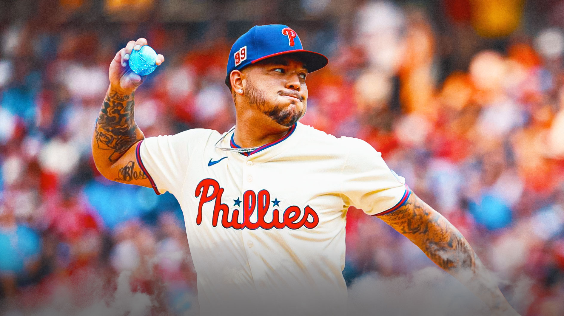 Taijuan Walker of the Phillies pitching a freezing ball