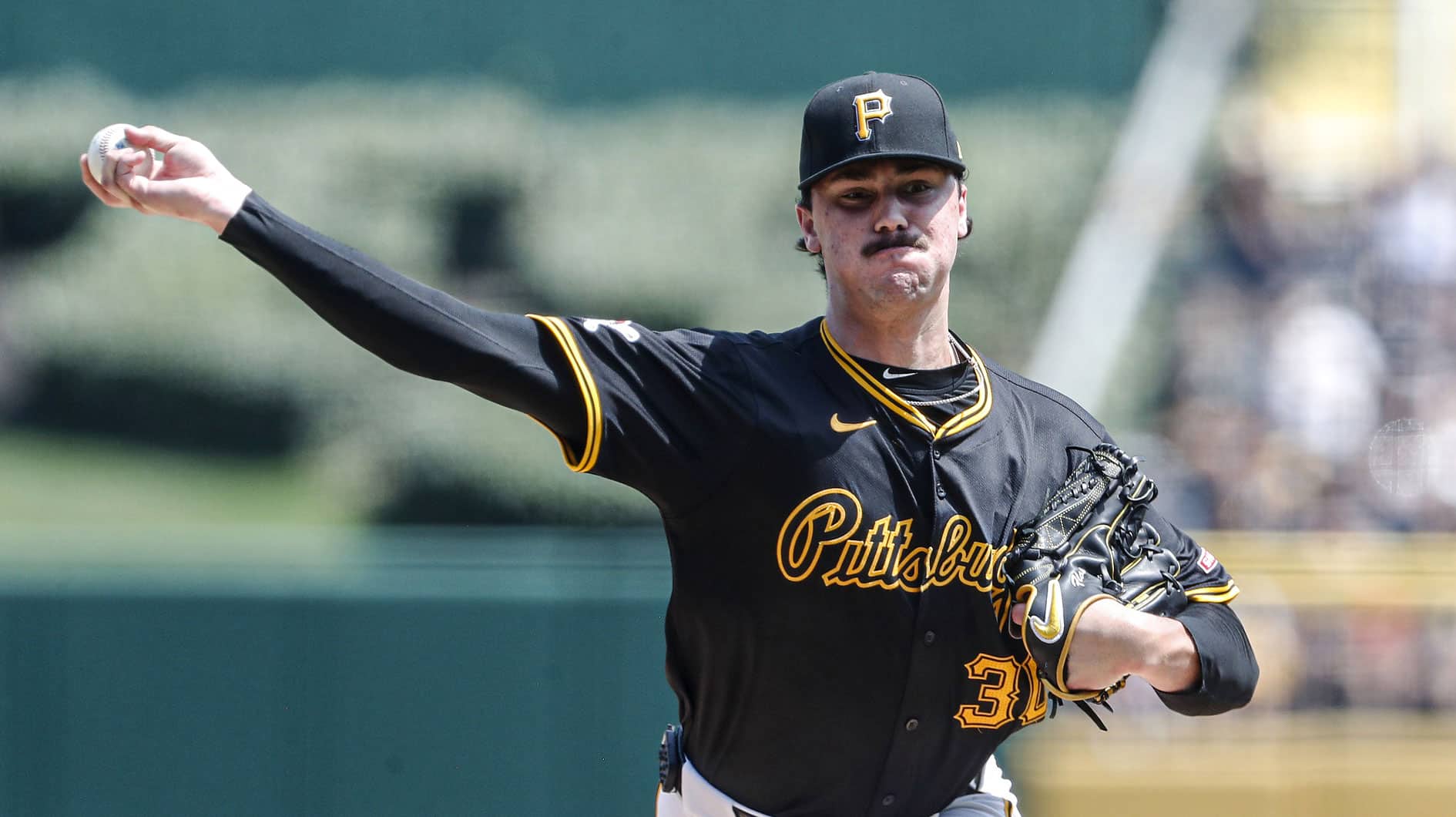Pittsburgh Pirates starting pitcher Paul Skenes (30) pitches against the Arizona Diamondbacks during the fourth inning at PNC Park. 