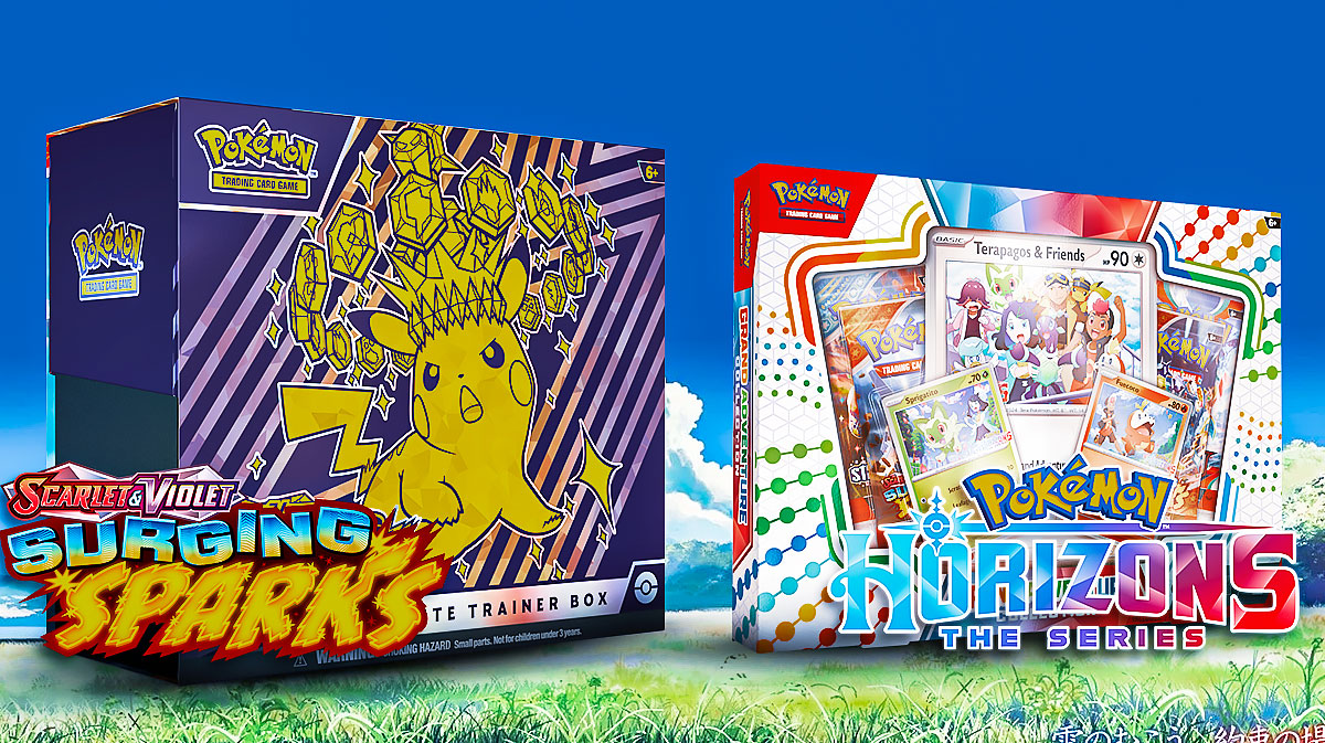pokemon trading card game scarlet & violet surging sparks Pokemon Scarlet and Violet 8 (SV08) Surging Sparks Elite Trainer Box [ –  GuuBuu Hobby main image 1