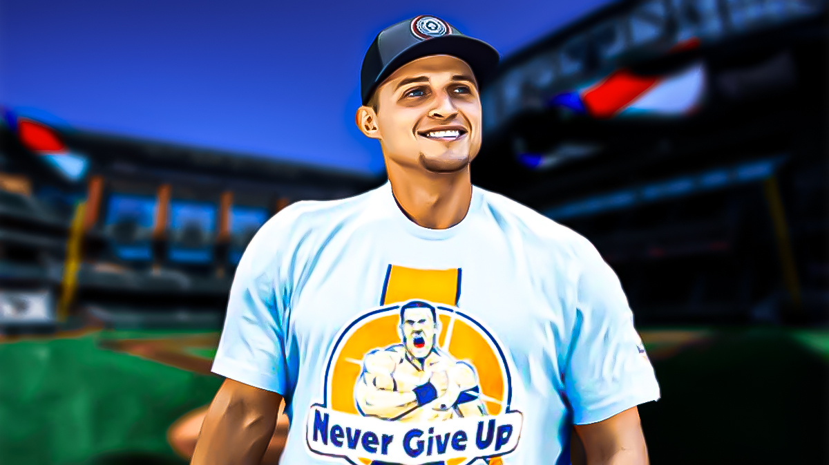 Rangers' Corey Seager wearing John Cena's never give up shirt