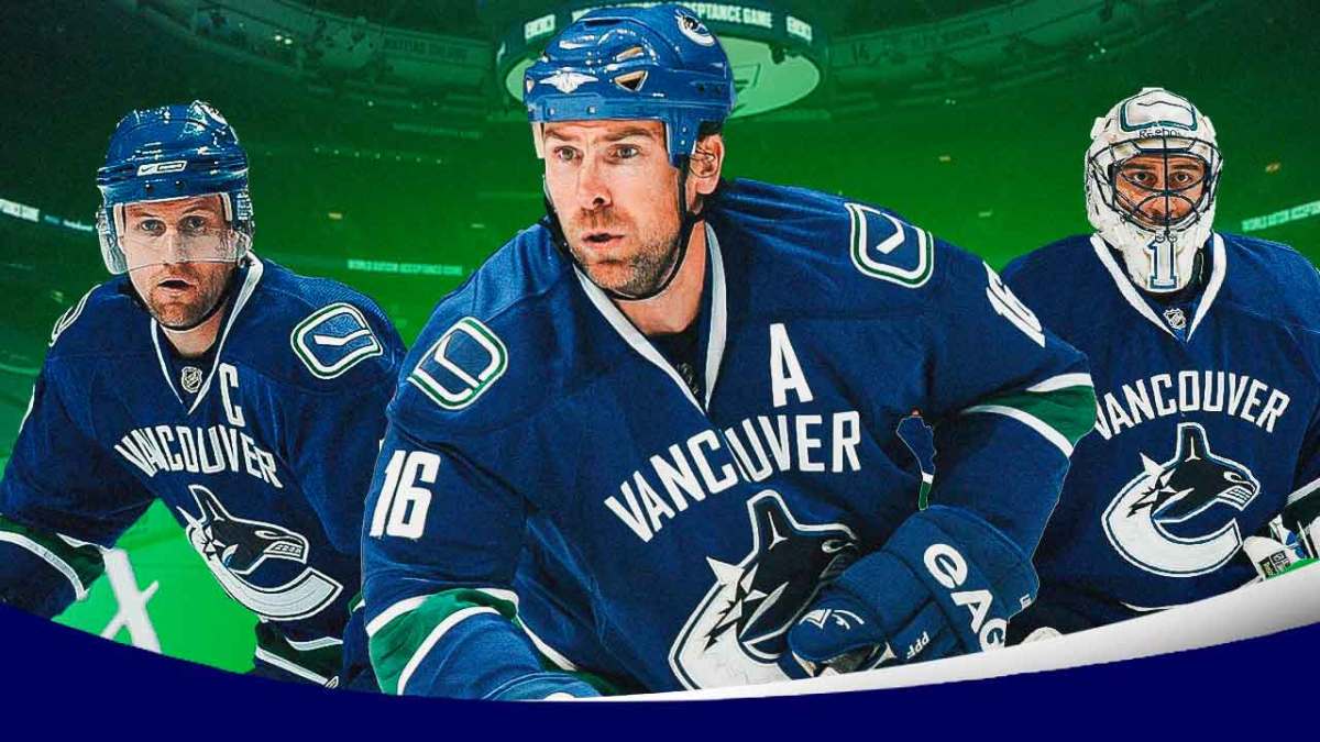 Canucks Trevor Linden, Marcus Naslund and Roberto Luongo
